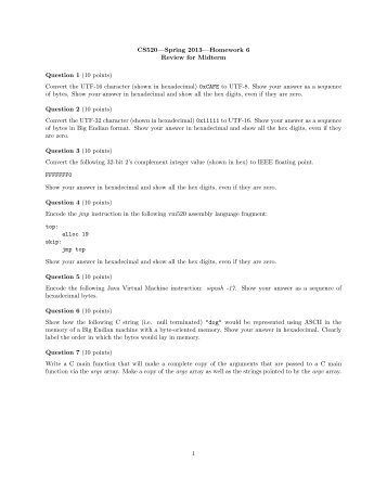 CS520—Spring 2013—Homework 6 Review for Midterm Question 1 ...