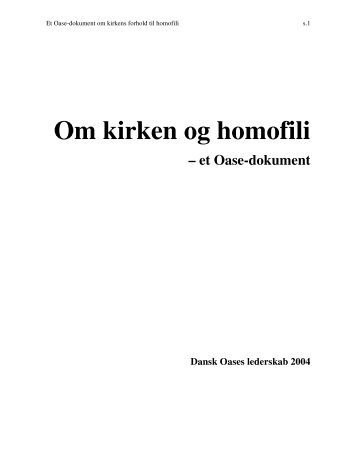 Om kirken og homofili - DanskOase.dk