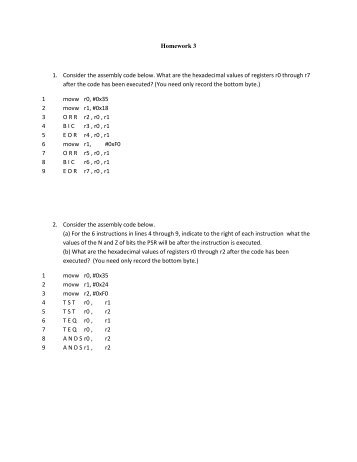Homework 3 1. Consider the assembly code below. What are the ...