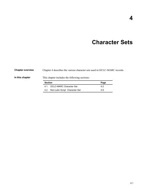 4. Character Sets - OCLC