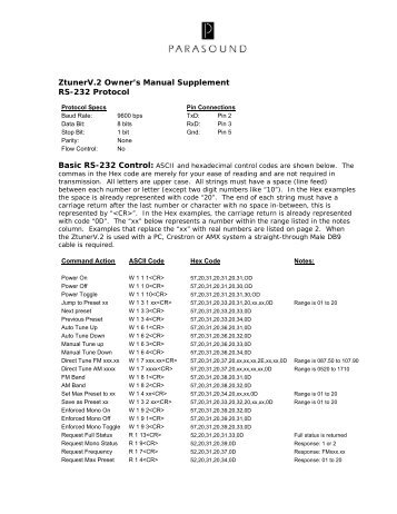 Ztuner v.2 RS-232 Protocol - Parasound