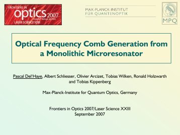 Optical Frequency Comb Generation from a Monolithic ... - K-LAB