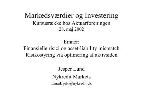 Markedsværdier og Investering - Jesper Lund