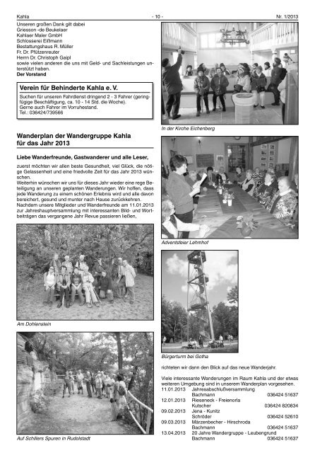 Kahlaer Nachrichten - Ausgabe Nr. 1 - 17. Januar 2013