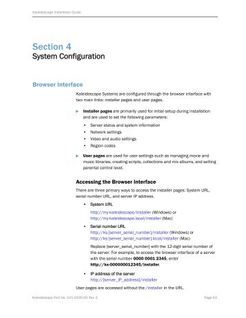 System Configuration - Kaleidescape