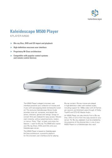 Datasheet: Kaleidescape M500 Player (A4 version)