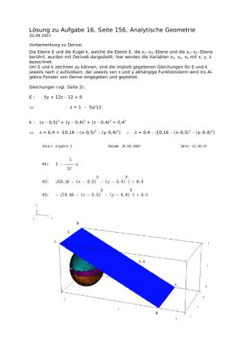 Lösung zu Aufgabe 16, Seite 156, Analytische Geometrie