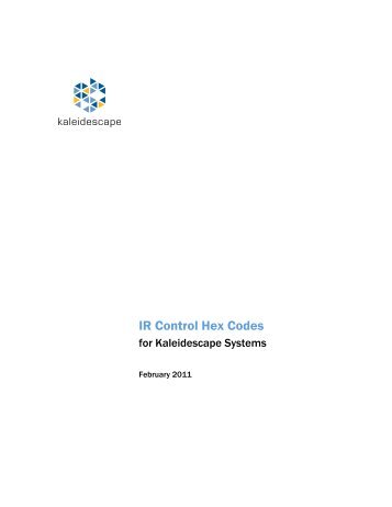 IR Control Hex Codes for Kaleidescape Systems