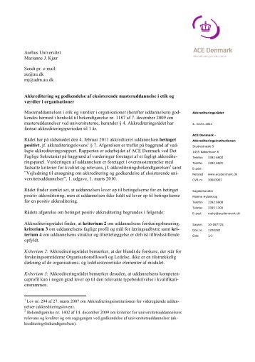 Aarhus Universitet Marianne J. Kjær Sendt pr. e-mail: au@au.dk mj ...