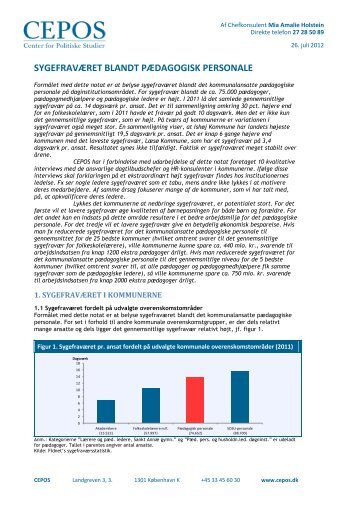 SYGEFRAVÆRET BLANDT PÆDAGOGISK PERSONALE - Cepos