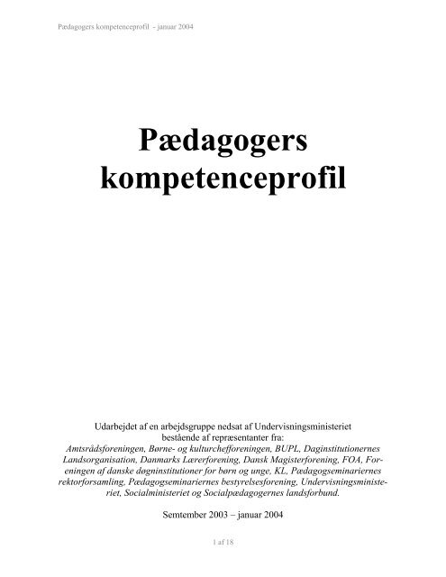 Pædagogers kompetenceprofil - Børne- og Kulturchefforeningen