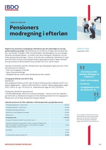 Pensioners modregning i efterløn - BDO