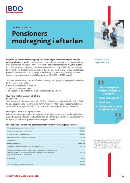 Pensioners modregning i efterløn - BDO