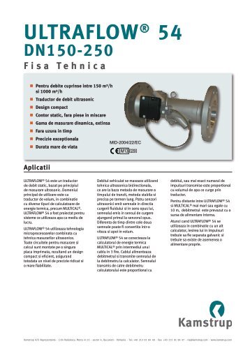 ULTRAFLOW® 54, DN150-250 FisA TehNiCA - Kamstrup