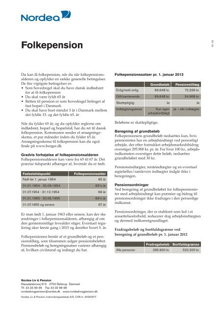 Folkepension - Nordea Liv &amp; Pension