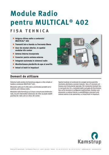 Module Radio pentru MULTICAL® 402 FISA TEHNICA - Kamstrup