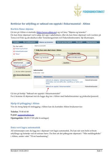 Rettleiar for utfylling av søknad om opptak i ... - Fiskeridirektoratet