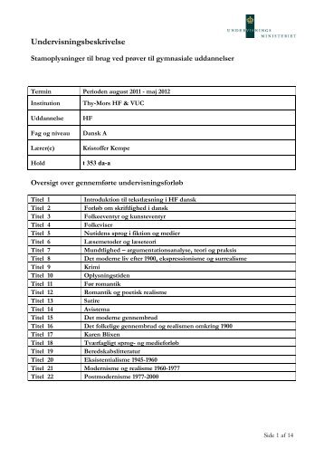 Undervisningsbeskrivelse - Thy-Mors HF & VUC