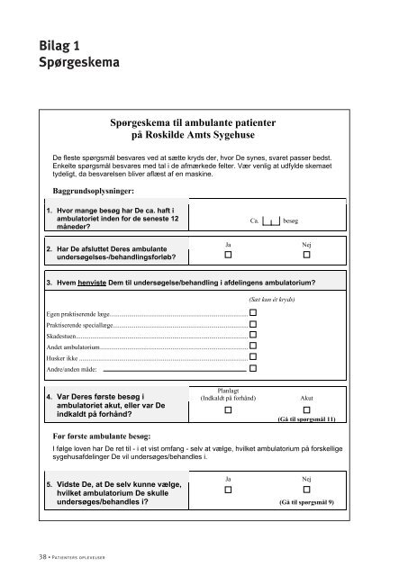 Ambulante Patienters oplevelser i Roskilde Amt 2002 - Enheden for ...