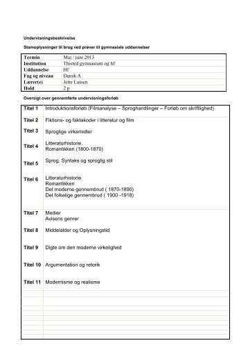 Jette Lassen - Thisted Gymnasium og HF-Kursus