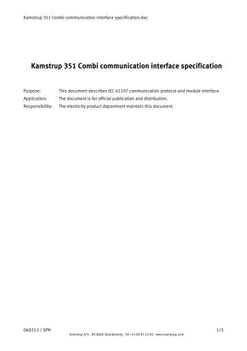 Kamstrup 351 Combi communication interface specification