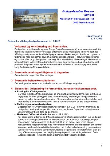 Referat fra afdelingsbestyrelsesmøde d. 1.3.2013 med ... - Domea