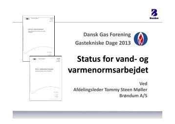 Status for vand- og varmenormsarbejdet - Dansk Gas Forening