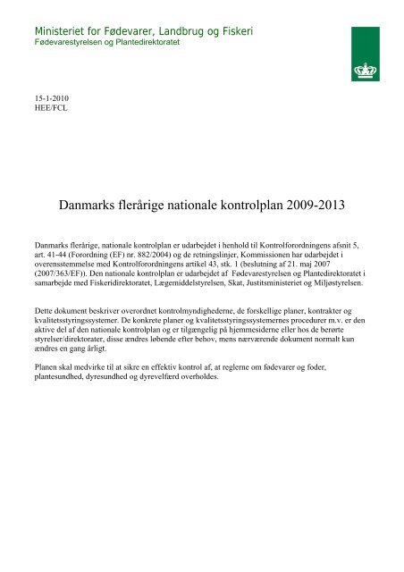 National kontrolplan 2009-2013 - Fødevarestyrelsen