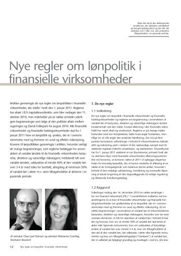 Nye regler om lønpolitik i finansielle virksomheder - Kromann Reumert