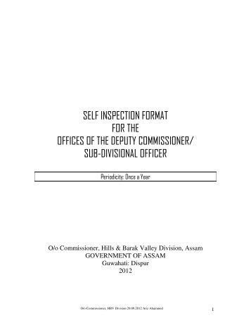 Self-Inspection Format - Karbi Anglong District