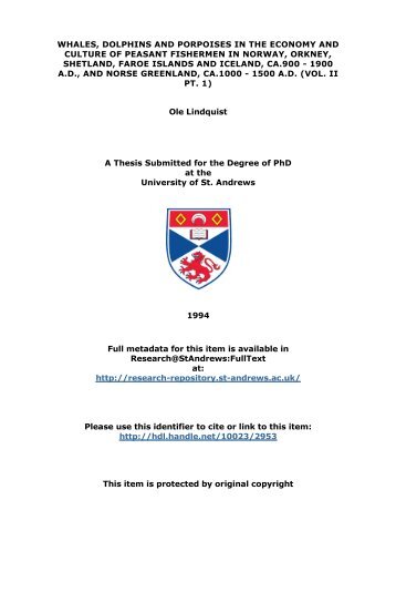 Ole Lindquist PhD Thesis Vol IIi - University of St Andrews