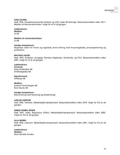 novozymes' årsrapport 2012