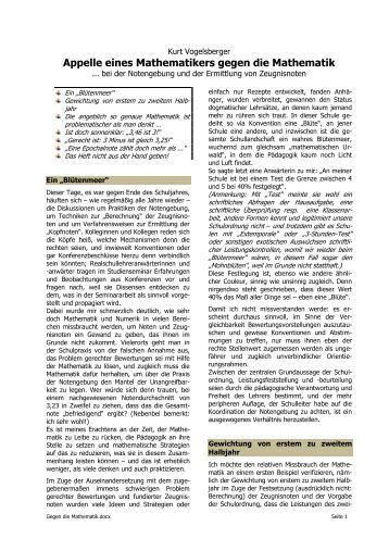 Appelle eines Mathematikers gegen die Mathematik - KaVauBe