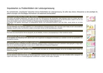 Impulskarten zu Problemfeldern der Leistungsmessung - KaVauBe