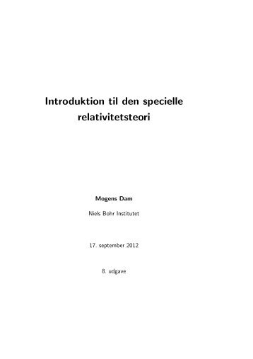 Introduktion til den specielle relativitetsteori - Niels Bohr Institutet