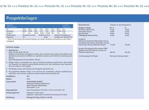 Preisliste Nr.52