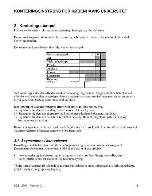 konteringsinstruks for københavns universitet