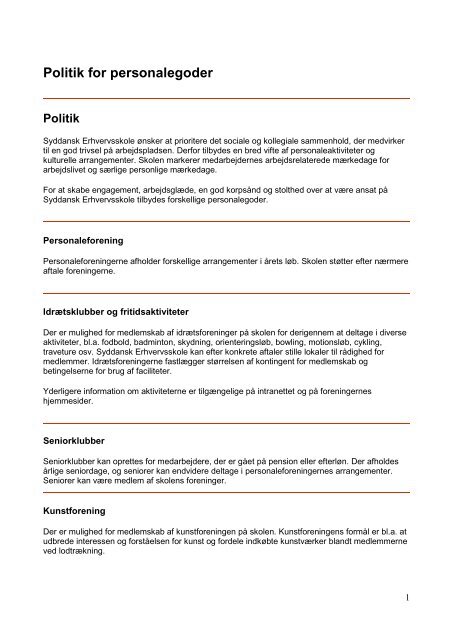 Politik for personalegoder.pdf - Syddansk Erhvervsskole