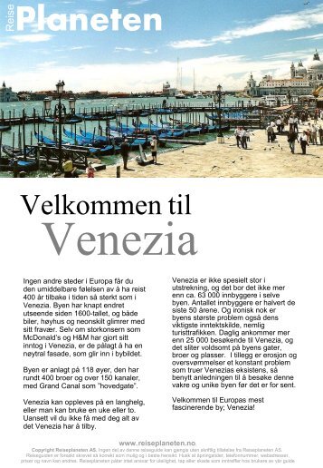 Venezia Reiseguide Reiseplaneten AS