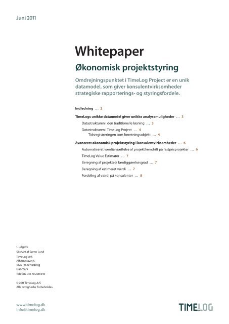 Whitepaper Økonomisk projektstyring - TimeLog
