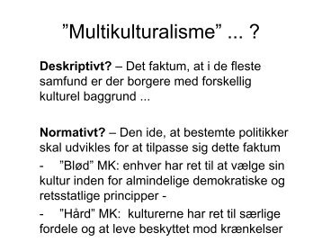 Multikulturalisme” ... ? - Ny i Danmark