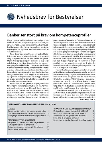 Banker ser stort på krav om kompetenceprofiler - Nyhedsbrev for ...