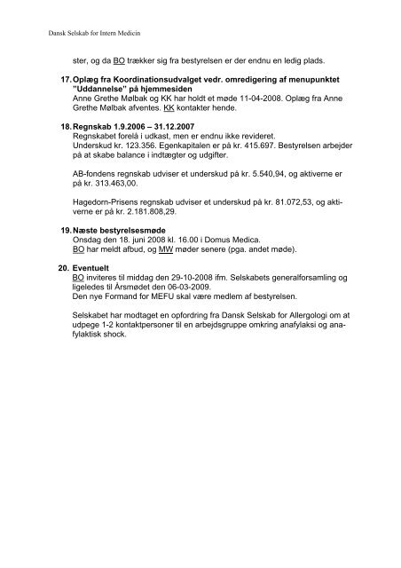 19. maj 2008 - Dansk Selskab for Intern Medicin