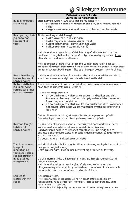 Vejledning om frit valg - Silkeborg Kommune