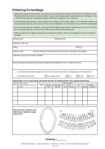 Erklæring fra tandlæge - PenSam
