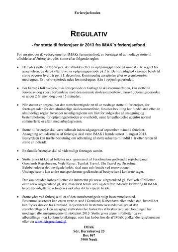Regulativ 2013 - Lærernes fagforening i Grønland