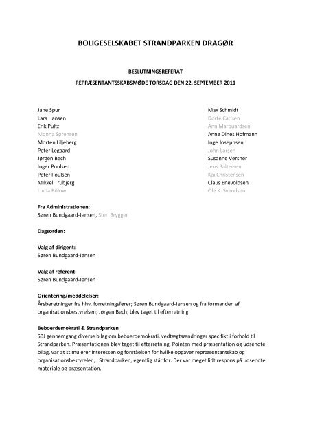 Referat af repræsentantskabsmøde 22-09-2011 - Boligselskabet ...