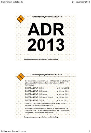 ADR 2013 - Rådgivning og kurser i transport af farligt gods