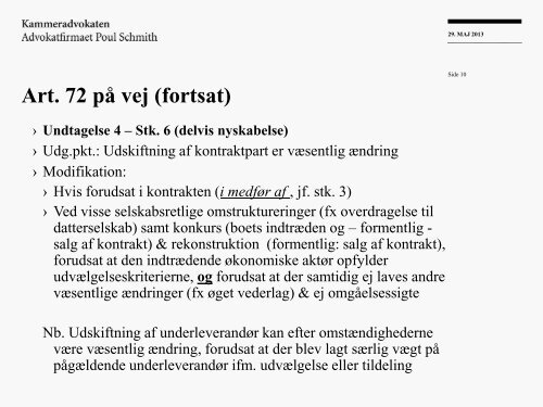 Ændringer i kontrakter - Kammeradvokaten