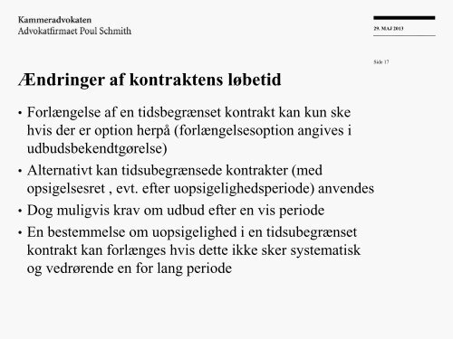 Ændringer i kontrakter - Kammeradvokaten